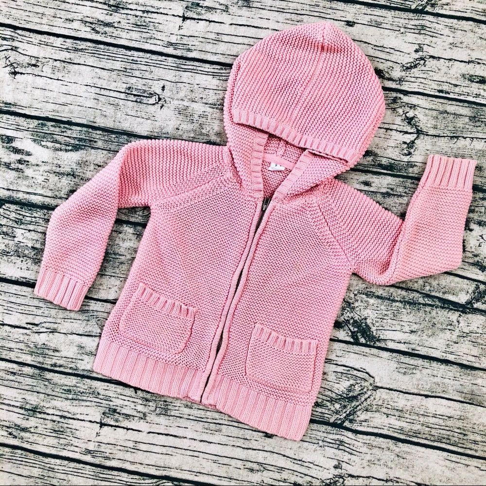 GAP⚡️Pale Pink Toddlers Knit Hoodie Jacket_5Yrs